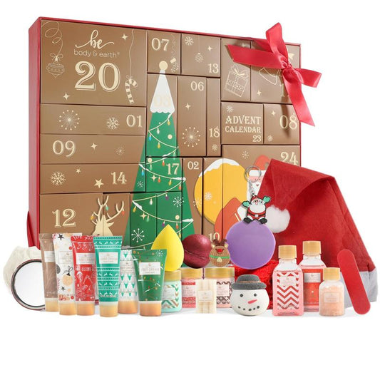 24-Piece Bath & Body Christmas Advent Calendar – BODY & EARTH Holiday Countdown Gift Set for Women