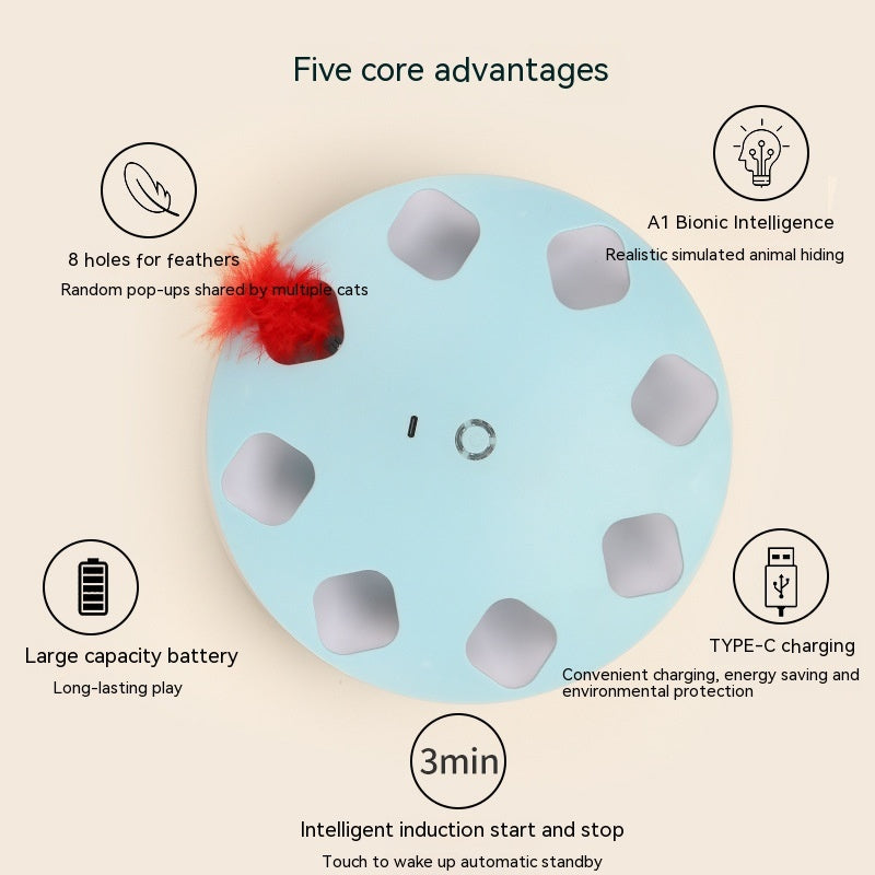 Interactive UFO Rotating Feather Cat Toy